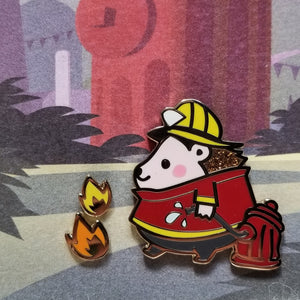 Quill St Firefighter Hedgehog Enamel Pin