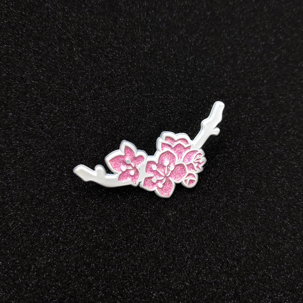 Sakura pin white and pink glitter version